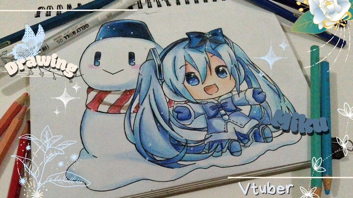 Drawing chibi Hatsune Miku ❄️☃️//Vtuber 💙