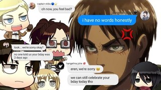 everyone forgot eren's bday (not an april fool's prank) | eren makes them pay especially levi [aot]