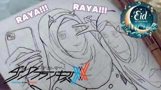 KETIPAK KETIPUNG RAYA!! Drawing ZERO TWO & ICHIGO - Darling in the Franxx  // #FAMTHR