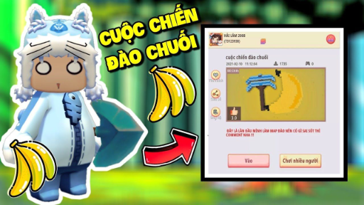 MEOWPEO CUỘC CHIẾN ĐÀO CHUỐI _ CHẾ TẠO ĐỒ VIP TỪ CHUỐI CÙNG BEE TEAM TRONG MINI WORLD