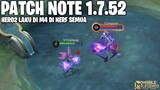 YVE NERF, FANNY BUFF, HAYABUSA NERF, GLOO NERF, KARRIE NERF - PATCH NOTE 1.7.52 MOBILE LEGENDS