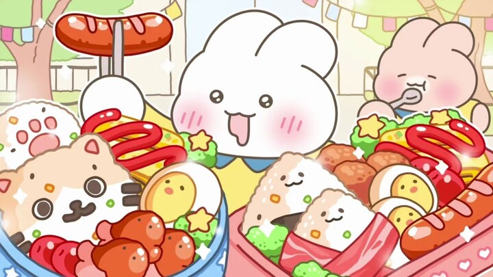 [Buku Harian Makanan Kelinci] Buku harian makanan piknik luar ruangan dua kelinci kecil