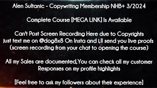 Alen Sultanic course - Copywriting Membership NHB+ 3/2024