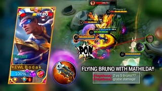 FLYING BRUNO WITH MATHILDA ⚽ | BRUNO BEST BUILD AND EMBLEM MLBB