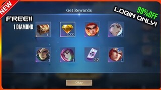 BUYING 2EPIC SKIN USING 1 DIAMOND | ALL ITEM 1 DIAMOND 99%OFF SALE | MLBB NEW EVENTS | MOBILE LEGEND