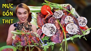 MỰC DỒN THỊT siêu to khổng lồ ngon xuất sắc chấm nước mắm gừng siêu cay - Ty Thy Vlog gỏi đu đủ