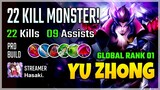 22 Kills Beast Mode! Yu Zhong Best Build 2020 Gameplay by Hisaki. | Diamond Giveaway Mobile Legends