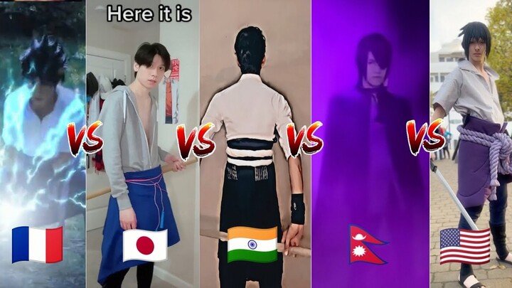 Sasuke Live Action- French Vs Japan Vs India Vs Nepal Vs America | Sasuke Cosplay | Naruto