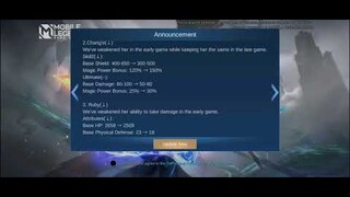 New Changes in Mobile Legends This Season 18 in Early Game - Chang'e and Other Hero Stats Change