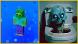 Cursed Images of Mobs from Minecraft in Bathroom