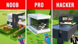 Minecraft NOOB vs PRO vs HACKER:  MODERN HOUSE BUILD CHALLENGE in Minecraft