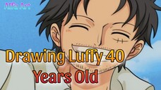 Drawing Luffy 40 Years Old Simple Only Pencil !!!