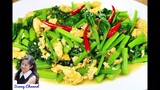 ผักปลังผัดไข่ : Stir-Fried Malabar Spinach with Eggs l Sunny Thai Food