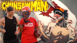 CHAINSAW MAN TRAILER + OPENING REACTION! (FOOTBALL PLAYER REACTS)