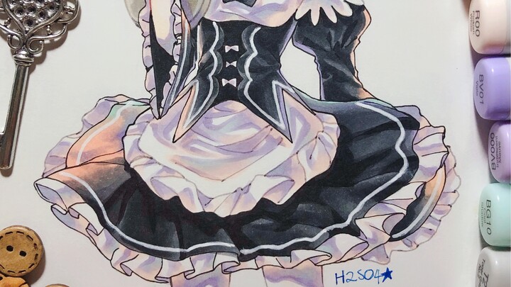 [Painting]Cartoon portraits of Huashaobei in apron dress|<Luo>