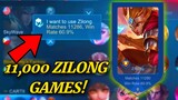 CRAZY! ZILONG 11,000 GAMES | MOBILE LEGENDS