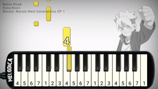 Boruto: Naruto Next Generations Op 1 - Baton Road [Kana-Boon] Easy Melodica Tutorial