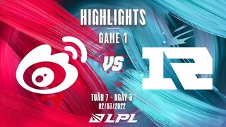 WBG vs RNG | Highlights - Game 1 | Tuần 7 Ngày 3 | LPL Mùa Xuân 2022