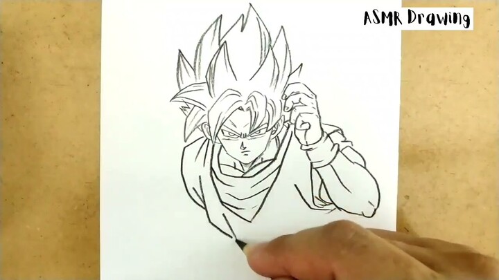 ASMR DRAWING son goku from manga dragon ball z and dragonball ...