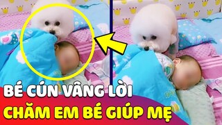 Chủ không cho NẰM GẦN em bé, chú Chó RÓN RÉN CHĂM SÓC rồi đi đi ngủ làm ai cũng thương 🥰 Gâu Đần