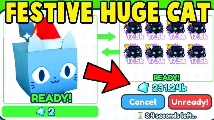 Trading HUGE FESTIVE CAT for 250,000,000,000 GEMS in Pet Simulator X!