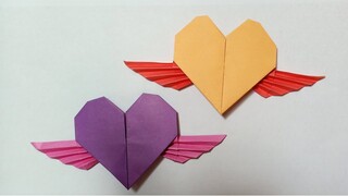 Cách gấp trái tim có cánh / How To Make Heart Origami Easy