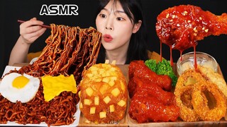 ASMR MUKBANG| 직접 만든 짜짜로니 & 양념치킨 핫도그 먹방 & 레시피 FRIED CHICKEN AND HOT DOG EATING