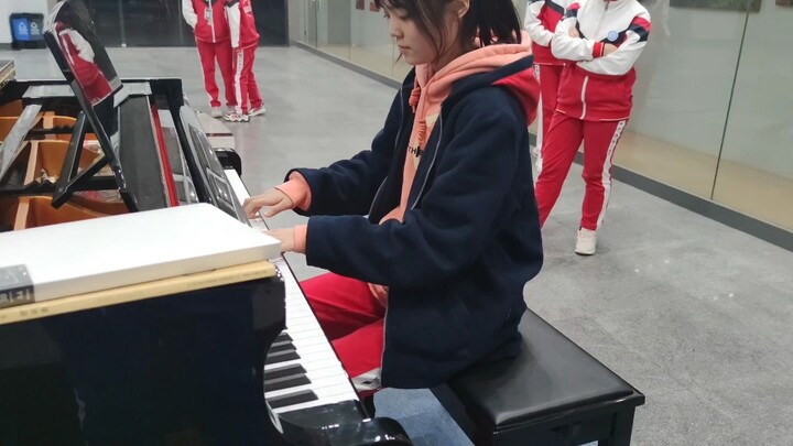 Playing A Public Piano At School