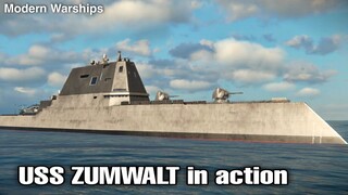 Modern Warships: in action USS ZUMWALT destroyer.