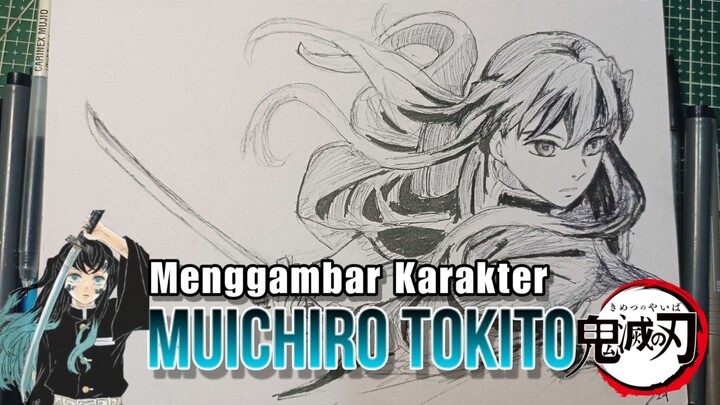 Cara menggambar Karakter Muichiro Tokito Demon Slayer