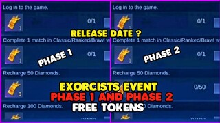 EXORCISTS EVENT PHASE 1 AND PHASE 2 FREE TOKENS RELEASE DATE || MOBILE LEGENDS