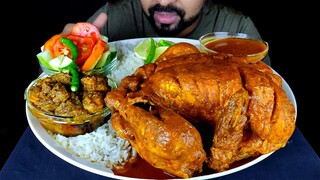 SPICY MUTTON LIVER BHUNA, FULL CHICKEN MASALA CURRY, RICE, GRAVY, SALAD ASMR MUKBANG EATING SHOW |