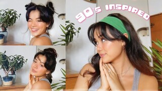 how I style my bangs (◕‿◕✿) + EASY hairstyles (90's inspo!)