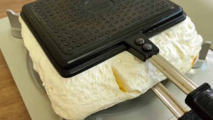 Making waffles with a waffle maker