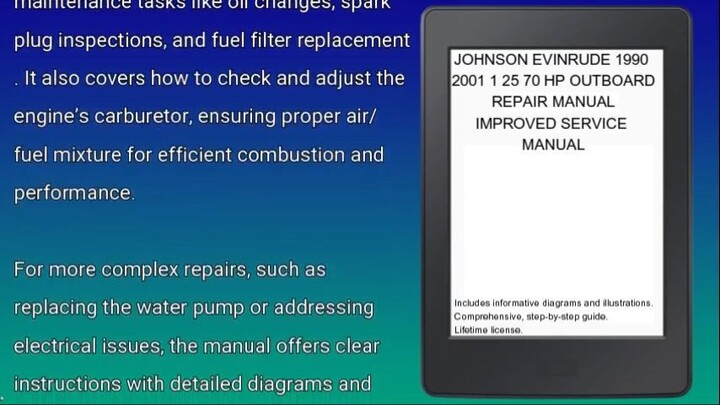 JOHNSON EVINRUDE 1990 2001 1 25 70 HP OUTBOARD REPAIR MANUAL IMPROVED SERVICE MA