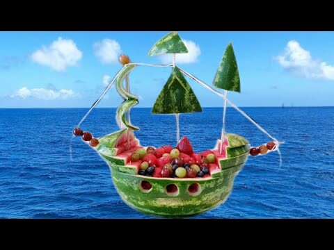 Watermelon Pirate Ship /Fruit and vegetable carving