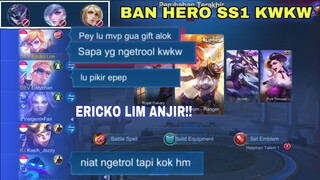 ERICKO LIM MINTA FIRST PICK FANNY!! TEAM AUTO BINGUNG BAN ANEH2 PICK NYA HERO MMR wkwk