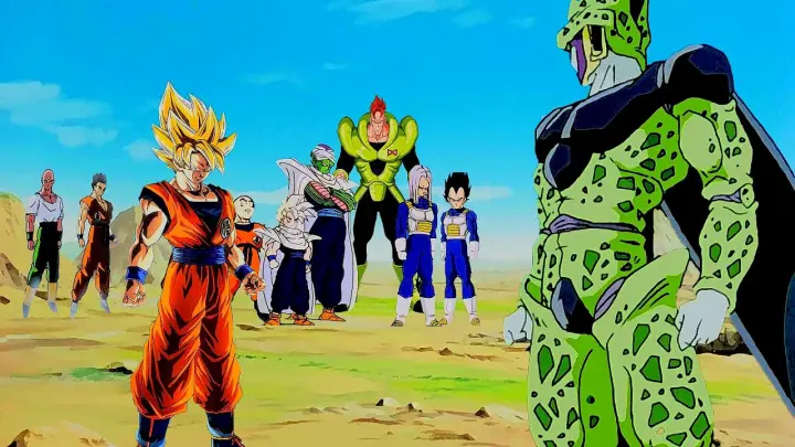 Goku Battles Cell in his Tournament with others Z Warriors - Cell Gets Destroyed By Goku Kamehameha