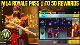 M14 ROYAL PASS 1 TO 50 FULL REWARDS | M14 BOAT SKIN | MONTH 14 1 TO 50 LEAKS | MINI14 UPGRADE CRATE