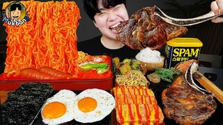 ASMR MUKBANG 집밥 열라면 치즈 통스팸 김치 계란후라이 먹방! FIRE NOODLES & CHEESE SPAM EATING SOUND!