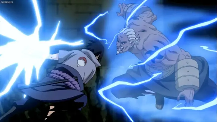 Sasuke vs 5 Kages,Sasuke used Amaterasu and amputated one of A The Fourth Raikage's arms