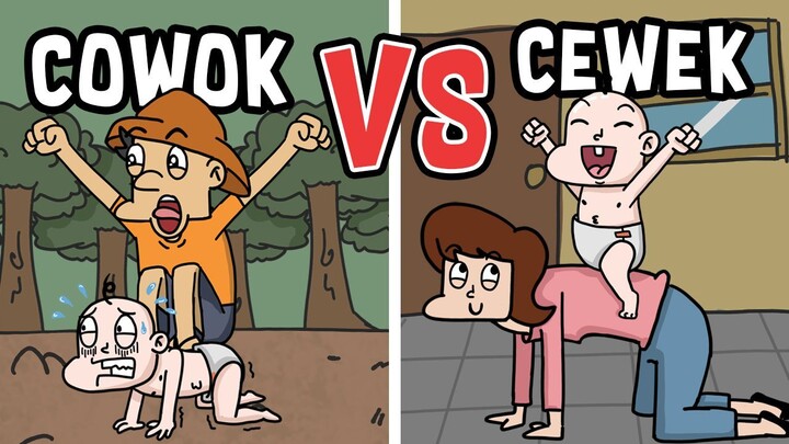 Cewek VS Cowok Saat Ngasuh Bayi | Kartun Acing Lucu