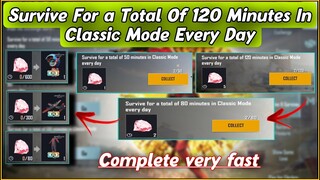 Survive For a Total Of 120 Minutes In Classic Mode Every Day  | Survive For a Total Of 50 Minutes