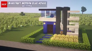 Minecraft modern blue house -  Easy Tutorial 🏠