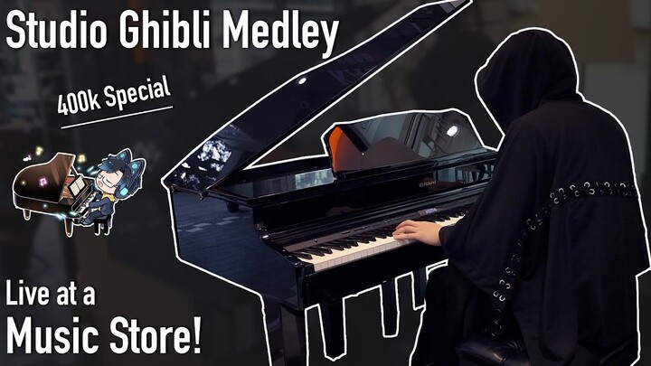 I played Studio Ghibli Piano Medley at a Music Store! 400K Special