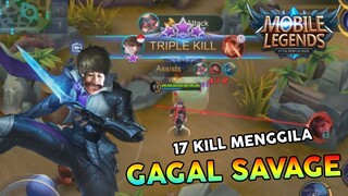 GUSION JEJE MENGGILA! 17 KILL TAPI GAGAL SAVAGE!! - Mobile Legends Indonesia