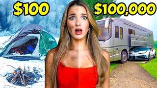 I SURVIVED $100 vs $100,000 CAMPING!!