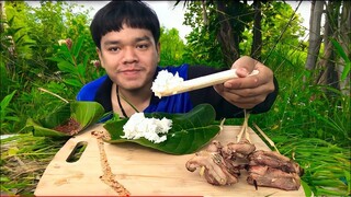 ทำอาหารกลางป่า1วัน? ย่างหมู หุงข้าวด้วยหม้อแกง!! [อ้ายนาวินCHANNEL]