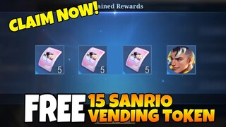 HOW TO GET 15 FREE VENDING TOKEN SANRIO EVENT | 10X FREE DRAW SANRIO SKIN | MOBILE LEGENDS