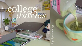 productive 48-hour study vlog 🍵 college finals, lots of studying, rainy days